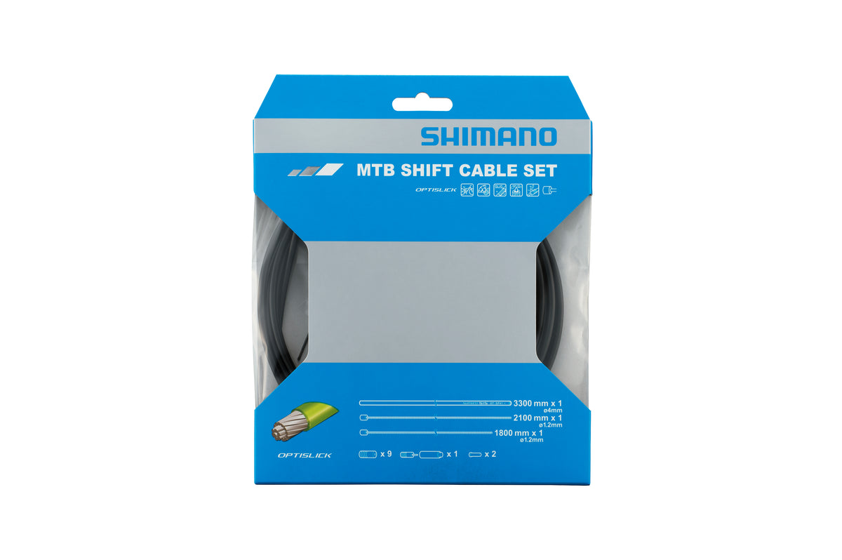 Shimano, Shifter Cable and Housing Set, Optislick, Cables; 1800/2100mm, Housing; 3300mm, Black, Shimano, MTB, IOTSP41SET11